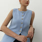 Anastasia Knit Waist Coat Top - Baby Blue