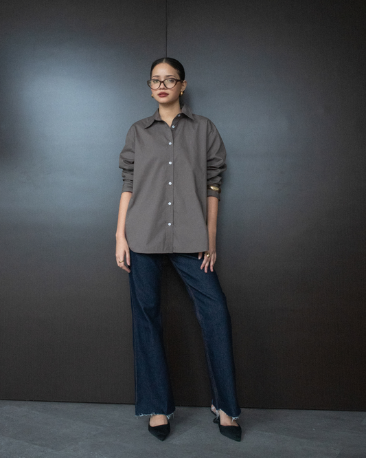 Enricia Basic Oversized Shirt - Dark Grey