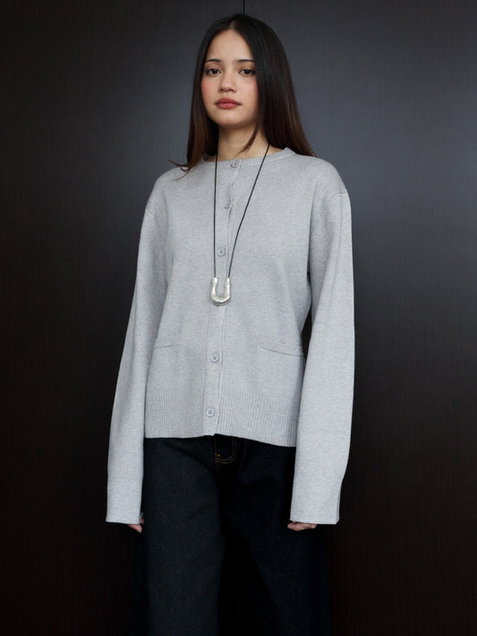 Camia Fitted Knit Cardigan - Grey