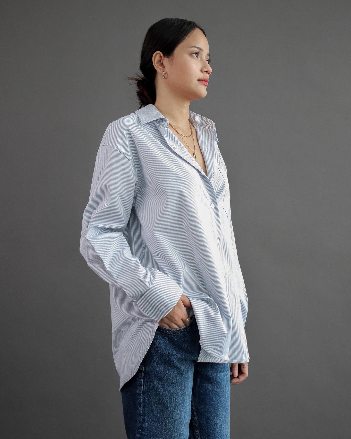 Tania Basic Oversized Shirt with Pocket
