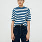 Mercia Striped Knit Top Short Sleeve Striped Dark Blue