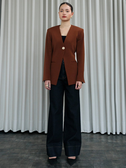 Alia Assymetric Blazer - Brown