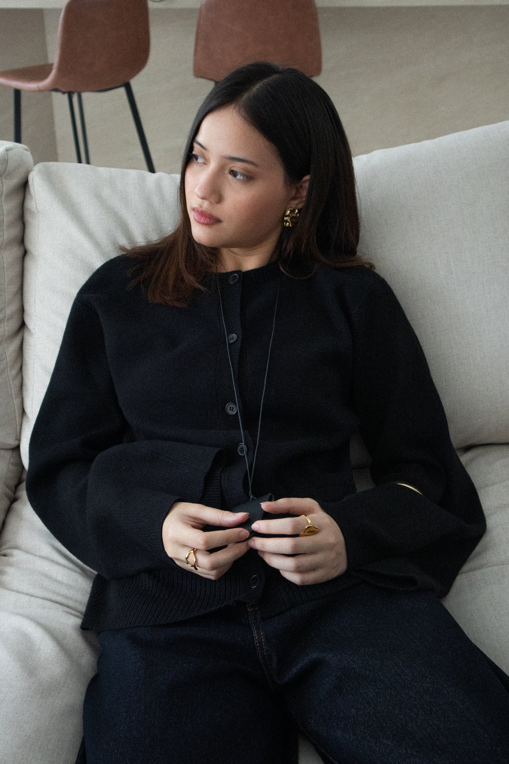 Camia Fitted Knit Cardigan - Black