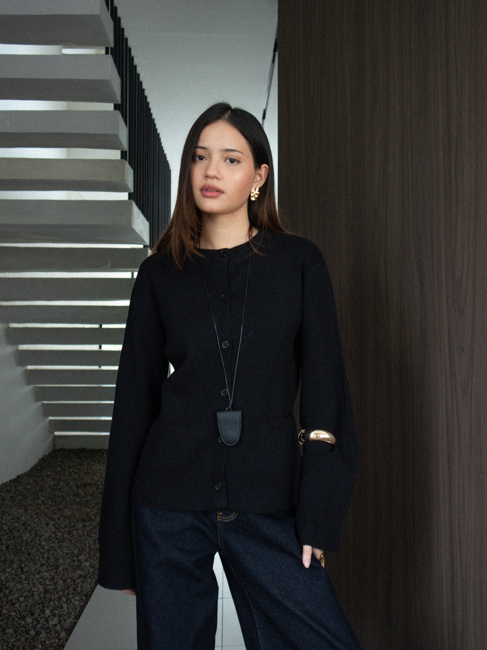 Camia Fitted Knit Cardigan - Black