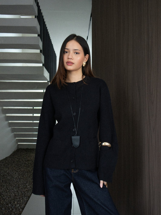 Camia Fitted Knit Cardigan - Black