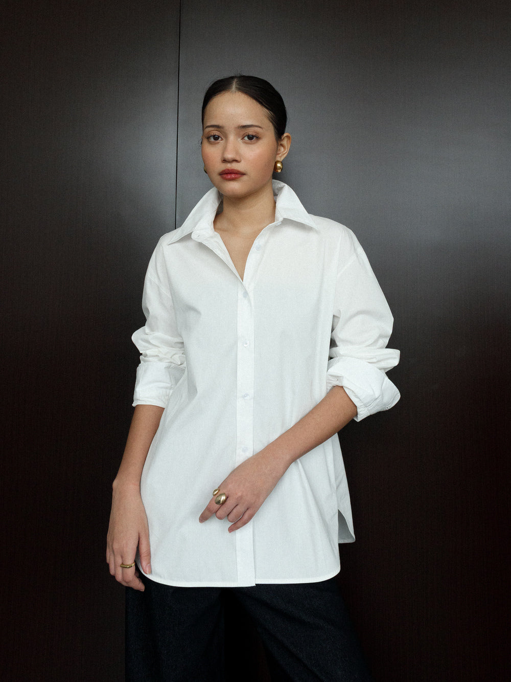 Enricia Basic Oversized Shirt - White