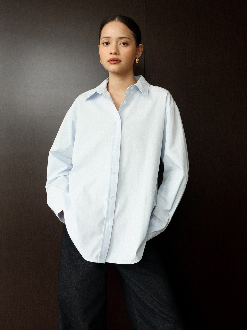 Enricia Basic Oversized Shirt - Baby Blue