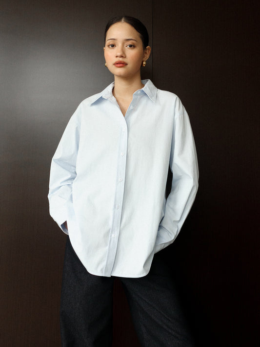 Enricia Basic Oversized Shirt - Baby Blue