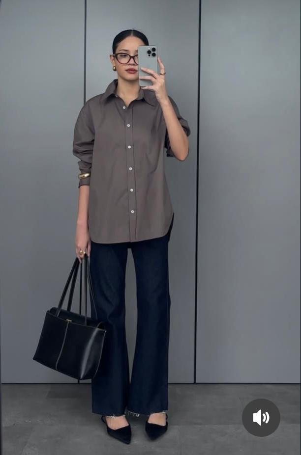 Enricia Basic Oversized Shirt - Dark Grey