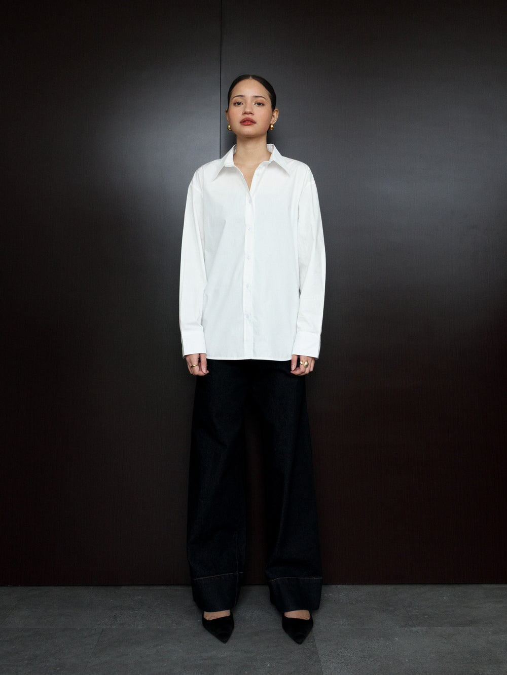 Enricia Basic Oversized Shirt - White