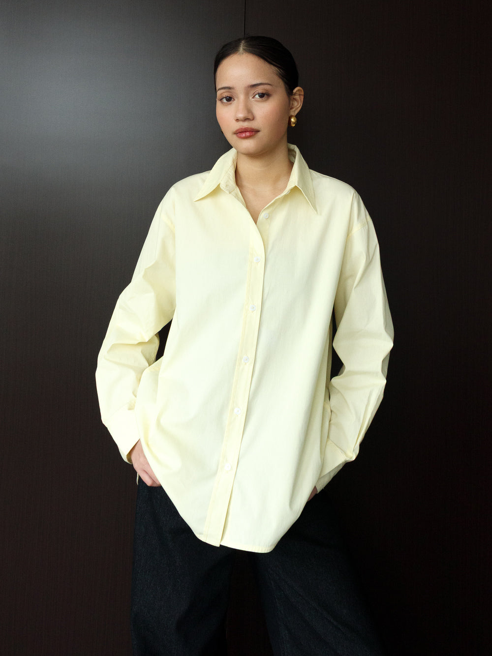 Enricia Basic Oversized Shirt - Butter Yellow