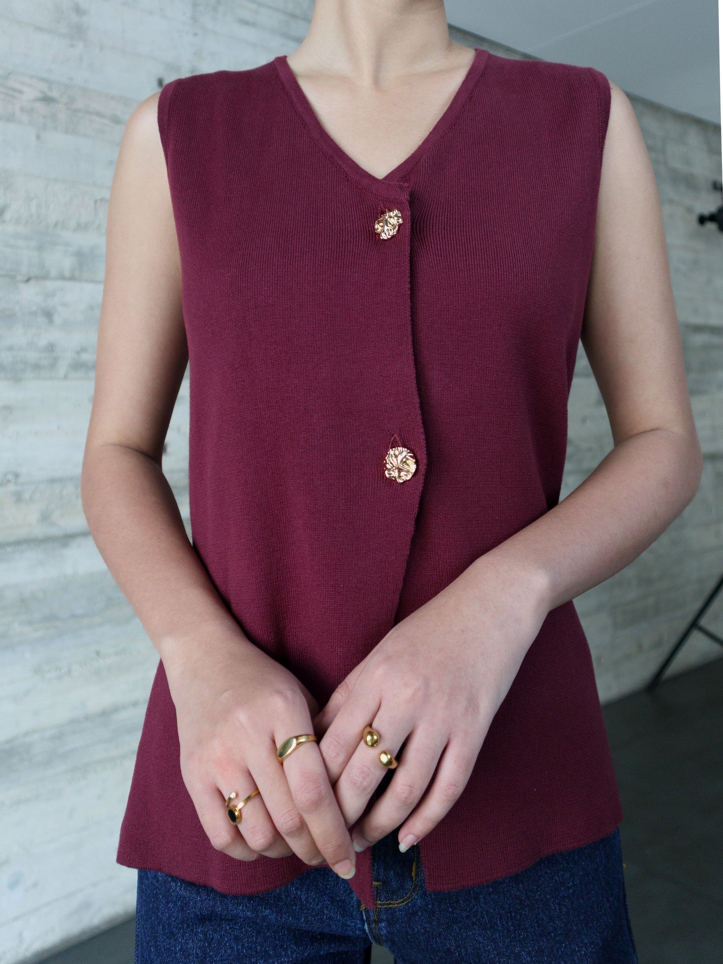 Florencia Knit Assymetric Top All Colours -  Burgundy