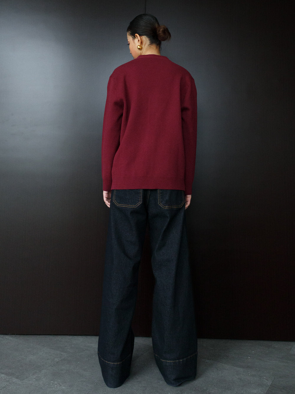 Kia Basic V-neck Cardigan - Red Wine