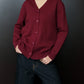 Kia Basic V-neck Cardigan - Red Wine