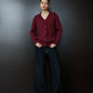 Kia Basic V-neck Cardigan - Red Wine