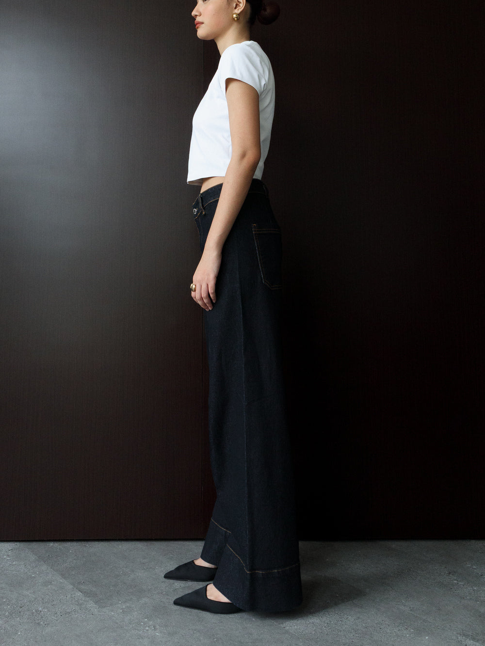 Leia Straight Leg Jeans with Hemline - Dark Indigo