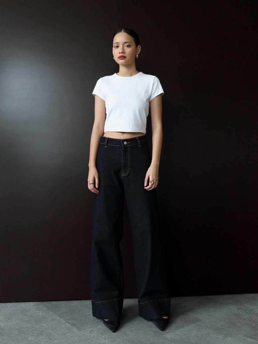 Leia Straight Leg Jeans with Hemline - Dark Indigo