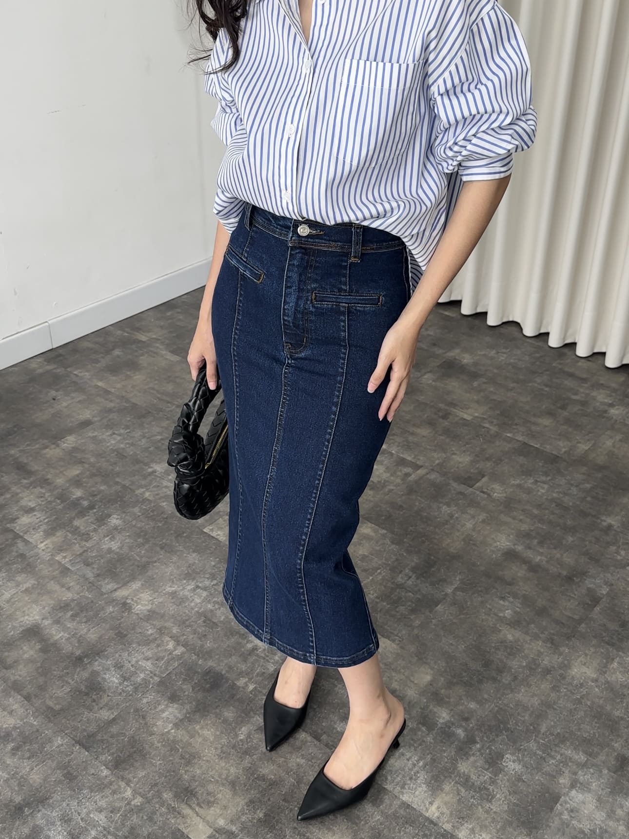 Leticia Denim Midi Skirt - Dark Blue