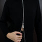 Millia Cropped Knit with Zipper - Black