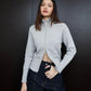 Millia Cropped Knit with Zipper - Grey