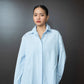 Stovia Crease Side Oversized Shirt - Baby Blue