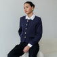 Valencia Collarless Jacket -  Navy