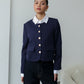 Valencia Collarless Jacket -  Navy