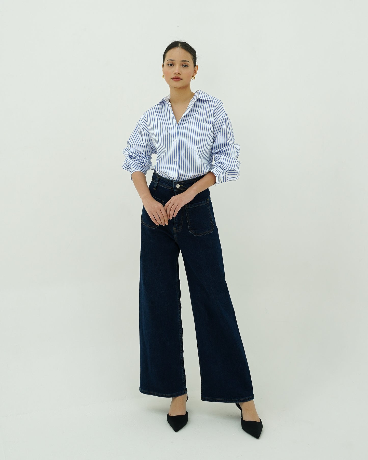 KAIAHATI - Dania Straight Leg Jeans With Front Pocket Dark Blue