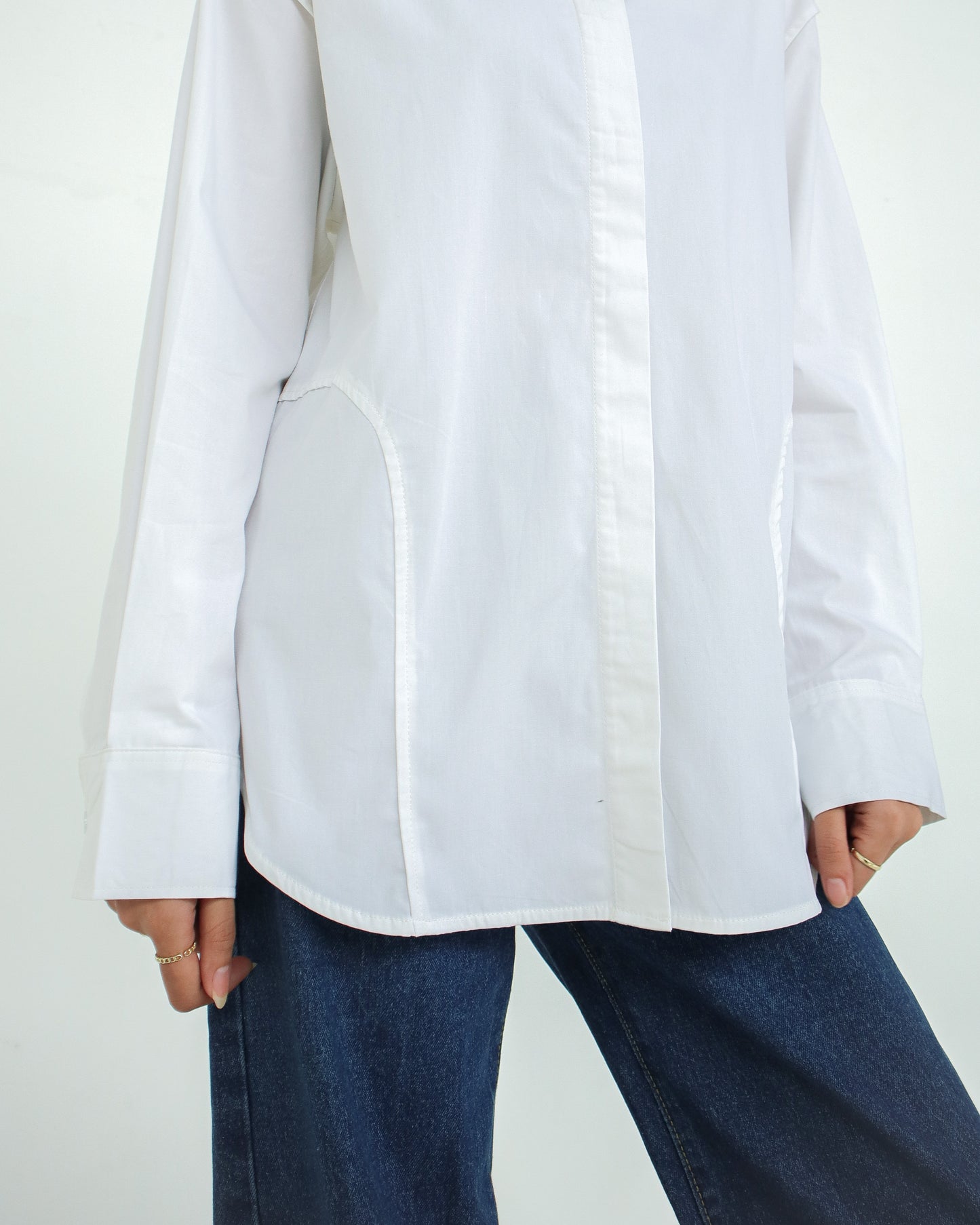 Stovia Crease Side Oversized Shirt Broken White